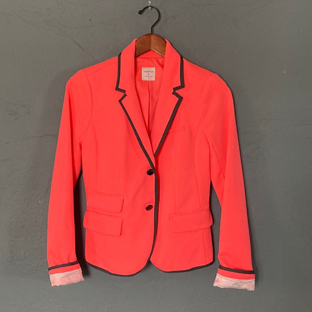 GAP Academy Blazer Neon Coral Gray Trim Academia collegiate School Girl Preppy